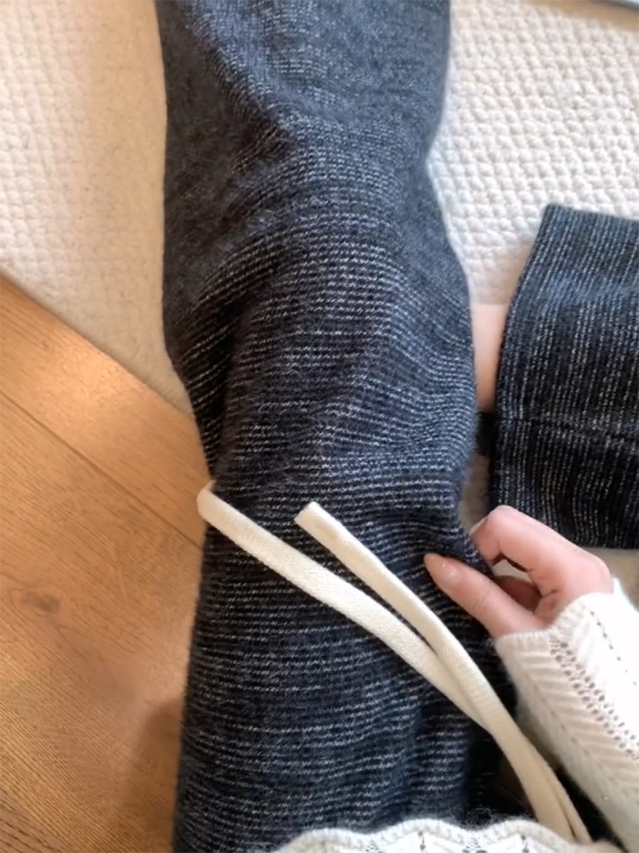 Women's Textured Fleece-Lined Wide-Leg Pants Winter New Loose Fit Straight-Leg - Image 2