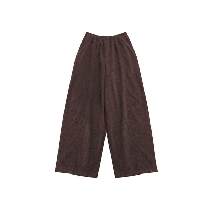Maillard Brown Wool Wide-Leg Pants Winter Thickened Women Plus Size Casual Sweatpants - Image 5