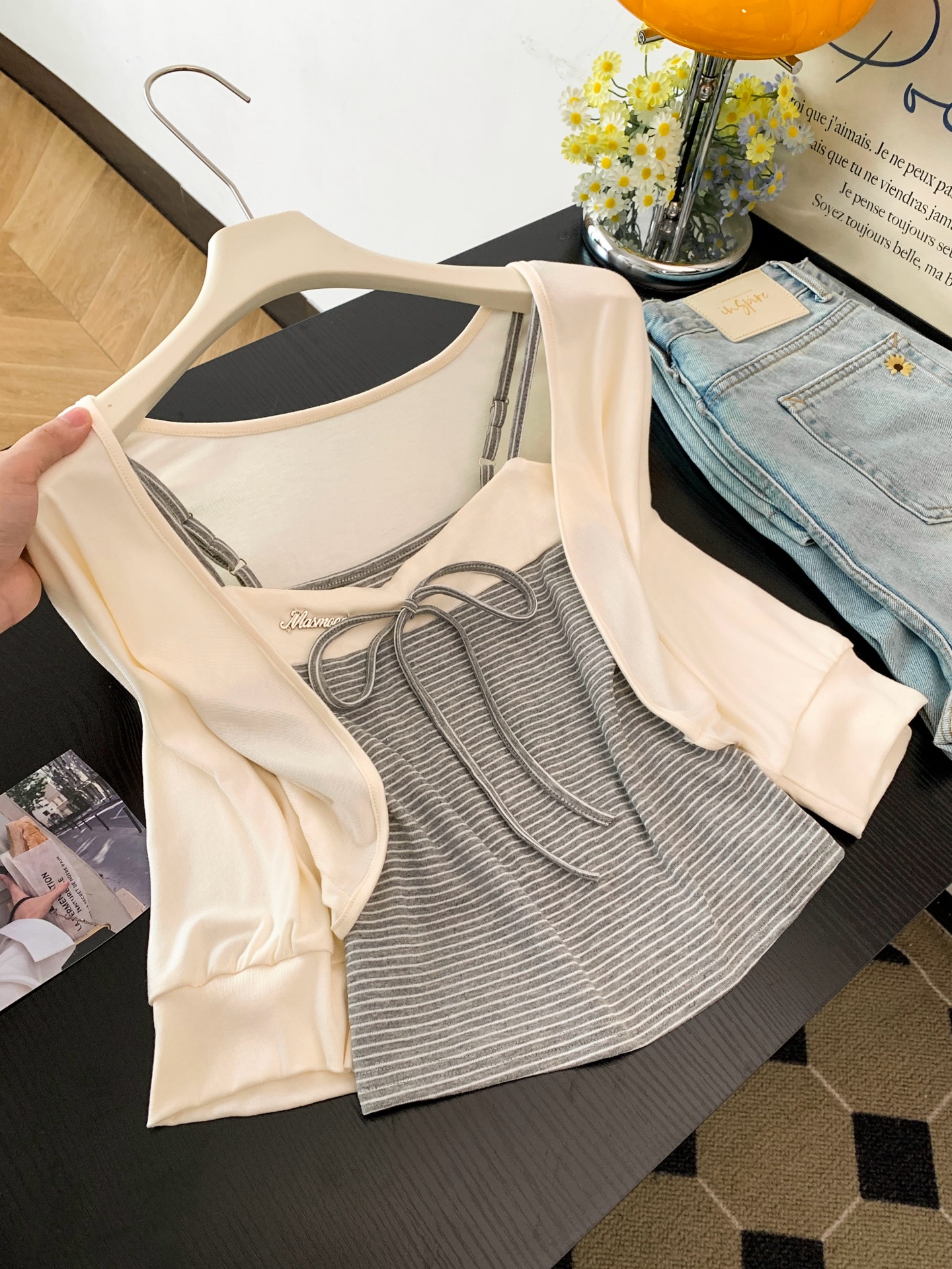 Korean Style Soft Lantern Sleeve Cardigan and Camisole Two Piece Set for Women Summer New - Image 4