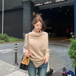 Chill High Neck Batwing Sleeve Knit Sweater for Women