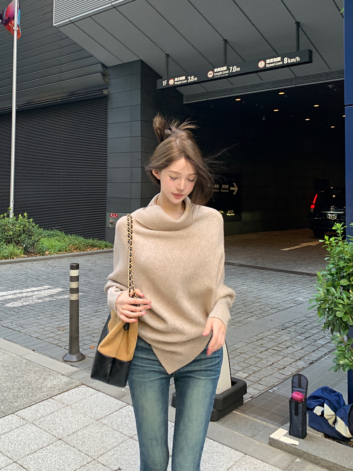 Chill High Neck Batwing Sleeve Knit Sweater for Women