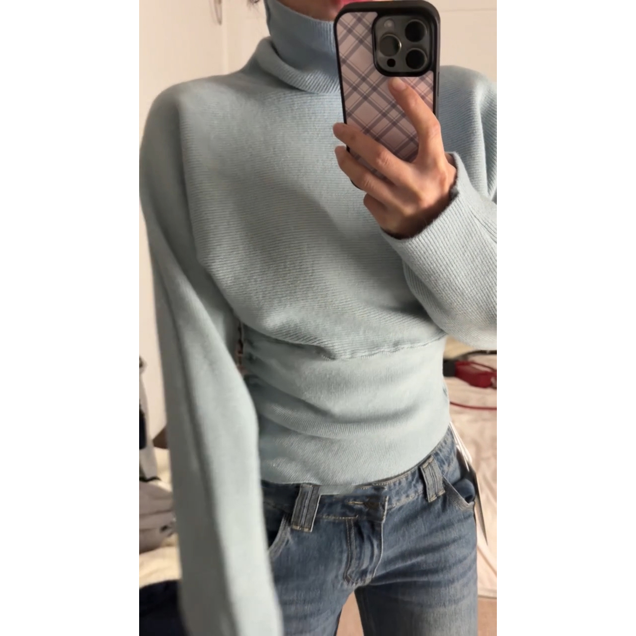 Women's Turtleneck Side Ruched Knit Sweater Slimming Winter Top - Image 5